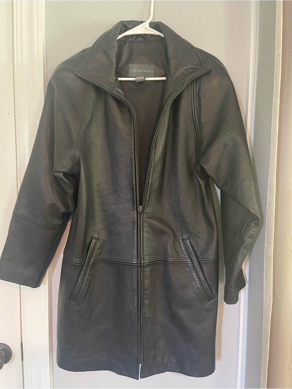 Relativity Black Leather Zip-Front Women's Jacket